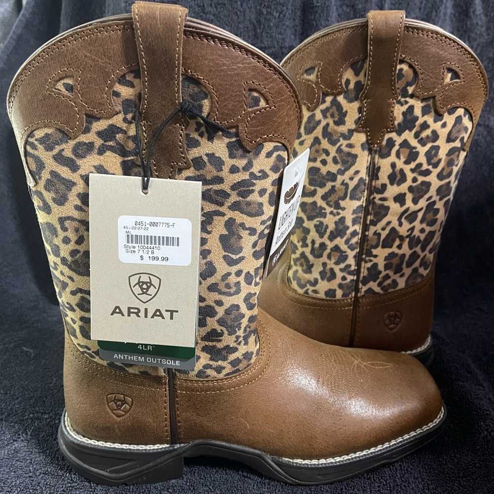 Ariat Brown and Leopard Print Western Boots